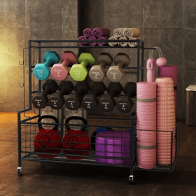 Home Gym Storage With Hooks and Wheels
