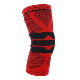 Silicone Spring Knitted Knee Pads Running Basketball Mountaineering (Option: Red M Single)