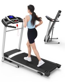 FYC Folding Treadmill for Home with Incline, 3.5HP 330lb Weight Capacity Foldable Electric Walking Treadmill, 12 Preset Programs Exercise Running Mach (Color: Silver)